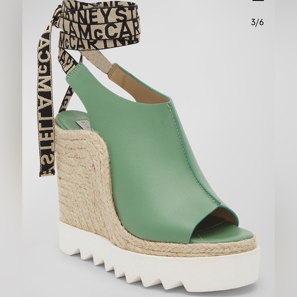 Stella McCartney Gaia Alter Mat Peeptoe Wedge Espadrilles - Picture 1 of 7